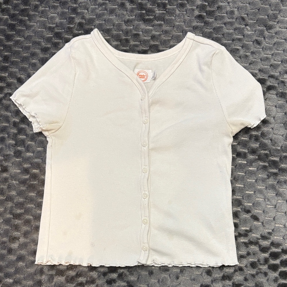 Wonder Nation Kids' Cream Button-Down Shirt